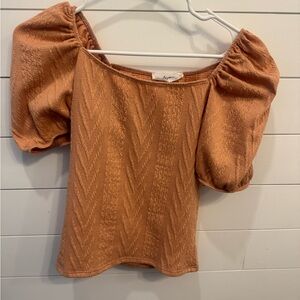 Carly Jean Los Angeles Terracotta Puff Sleeve Blouse